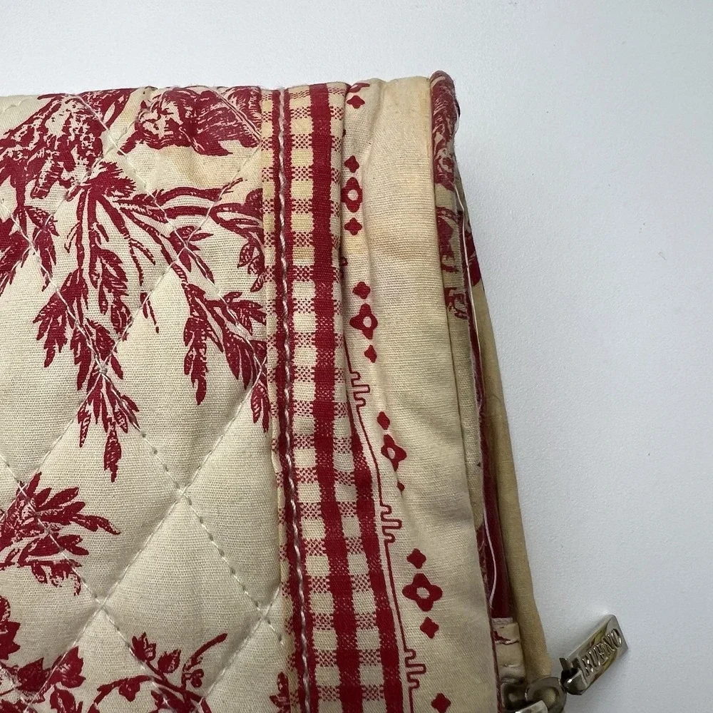 Bueno Women's Red/Cream Toile Toiletry Travel Bag STAINS/SOILING